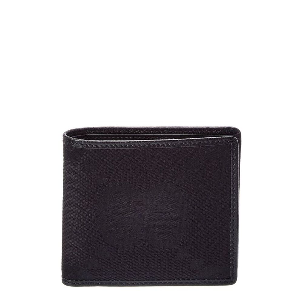 Gucci Jumbo Gg Canvas & Leather Bifold Wallet, Black